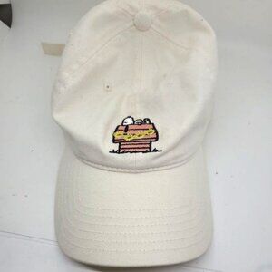 Snoopy Embroidered White Cotton Baseball Cap Adjustable Strap Buckle Golf